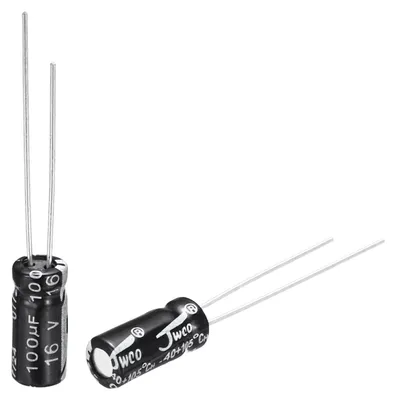 Productafbeelding van 100uF 16V elektrolytische condensator, 5x11mm, 15 stuks