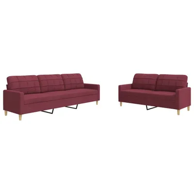 Produktbild von 2-tlg. Sofagarnitur Weinrot Stoff