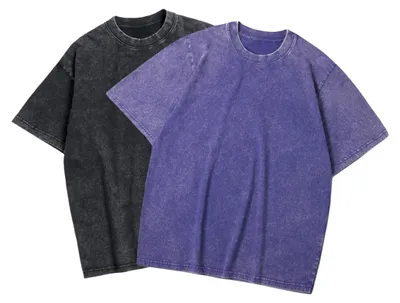 Produktbild von T-Shirt 2er-Pack - Baumwolle - Oversized - Kurze Ärmel - Runder Ausschnitt - Lockere Passform - Retro-Waschung - Basic Shirt