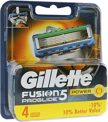 A retail package of Gillette Fusion5 ProGlide Power razor blades.