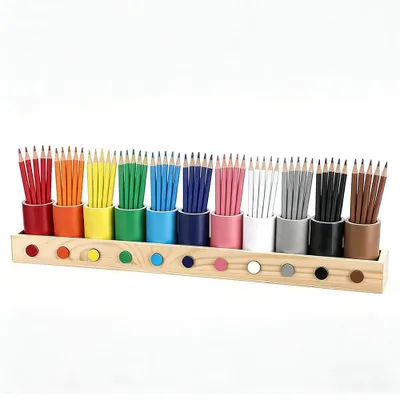 Produktbild von Stiftehalter aus Massivholz mit 11 Fächern, Schreibtisch-Organizer für Bleistifte, Buntstifte und Pinsel.