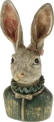 Image de Buste de lapin Heidilein - turquoise/crème/doré - polyrésine - 11 x 9,5 x 22,5 cm