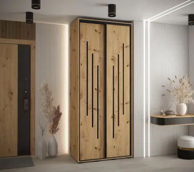 Produktbild von Kleiderschrank ASIRI 8 - 120/45 cm, Artisan-Eiche / Schwarz