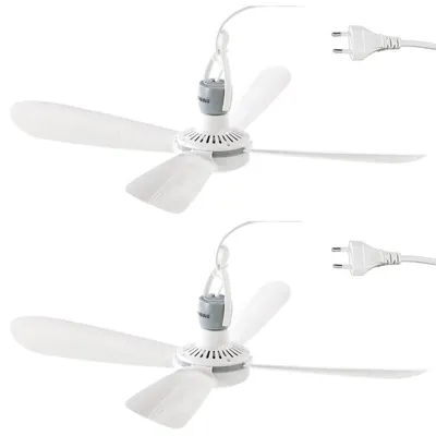 Produktbild von 2x Mobiler Deckenventilator Ø 43 cm 5W 230 V mit Aufhänger Reise Camping Ventilator Reiseventilator