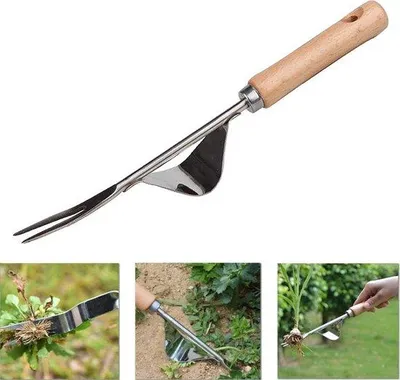 Produktbild von Famanu Unkrautentferner Edelstahl - Handwerkzeug mit Holzgriff