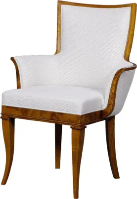 Produktbild von Casa Padrino Luxus Biedermeier Sessel Weiß / Braun - Art Deco Wohnzimmer Sessel - Biedermeier Wohnzimmer Möbel - Art Deco Wohnzimmer Möbel - Biedermeier Einrichtung - Art Deco Einrichtung