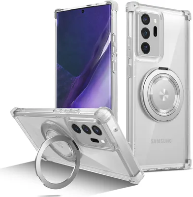 Image de Etui pour Samsung Galaxy Note 20 Ultra 5G anneau magnétique, support, compatible MagSafe, protection militaire, étui transparent Transparent