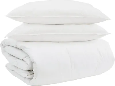 Produktbild von vidaXL Bettdecken Set mit Kissen 3 pcs Weiß Daunenfeder