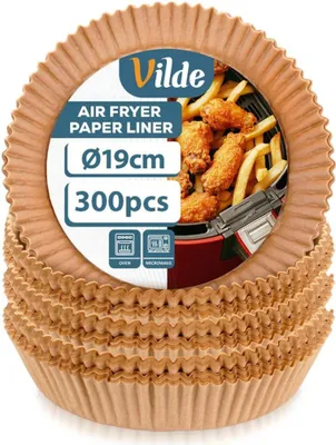 Produktbild von Vilde | Einsatz für Heißluftfritteuse - Braun - 19x19 cm - Rund - 300 Stück - Einweg Backpapier - Backpapier für Air Fryer