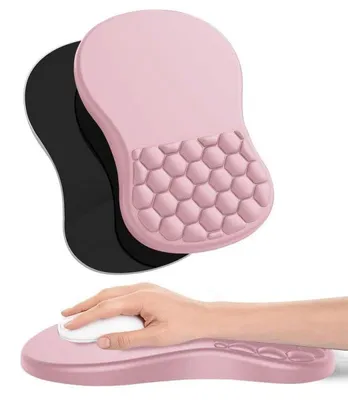 Mauspad mit Handgelenkstütze, ergonomisch, rutschfest, rosa