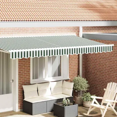 Obrázok produktu pre vidaXL Náhradné zásterky na markízu, zelené a biele, 380 x 20 cm, polyester