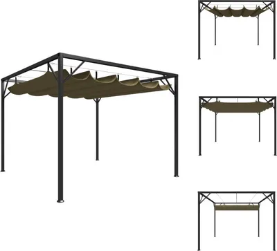 Immagine prodotto di vidaXL Padiglione da giardino con tetto estensibile 3x3 m Taupe 180 g/m² - Padiglioni e tende per feste