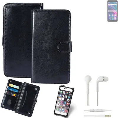 Produktbild von K-S-Trade 360° Hülle kompatibel mit BLU C5 Max inkl. Headphones schwarz Kunstleder Case BookCase WalletCase Kunstlederederhülle Handyhülle,