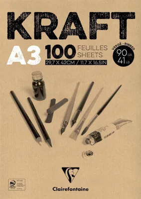 Image de Blok Clairefontaine Kraft brun A3, 100 listů, 90 g