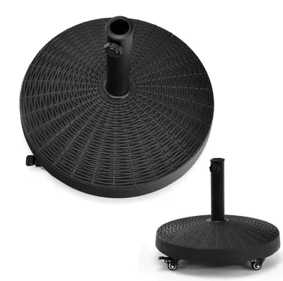 Produktbild von Sonnenschirmständer mit Rollen, Durchmesser 52 cm, für Sonnenschirmstangen von 38 mm/48 mm, runder Balkon-Sonnenschirmständer, rollbar, 23 kg