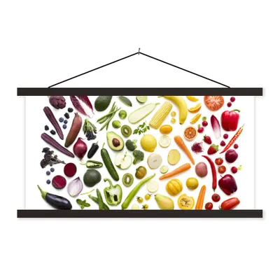 Produktbild von MuchoWow® Textilposter Gemüse - Obst - Regenbogen 60x30 cm mit schwarzem Rahmen - Textilien