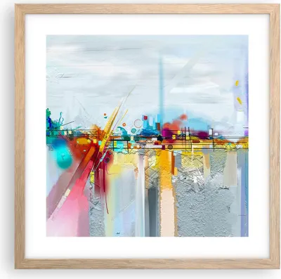 Produktbild von Gerahmtes Poster - Rahmen in heller Eiche - Abstraktion modern - 40x40 cm - Wand Bild - Wanddeko - Wandbilder - Wandposter - Bilderrahmen - Bilder - Kunstdruck - Wandbild - P2NAC40x40-4028