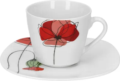 Obrázek produktu pro Šálek na kávu s podšálkem Monika porcelánové nádobí květina-makové semínko