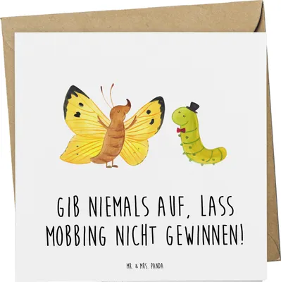Produktbild von Mr. & Mrs. Panda Glückwunschkarte Mobbing bewältigen - Weiß - Geschenk, Grußkarte, faltkarte, Trost, inspirierende Zitate, Stärke, Gib niemals auf, anlasskarte, Vertrauem