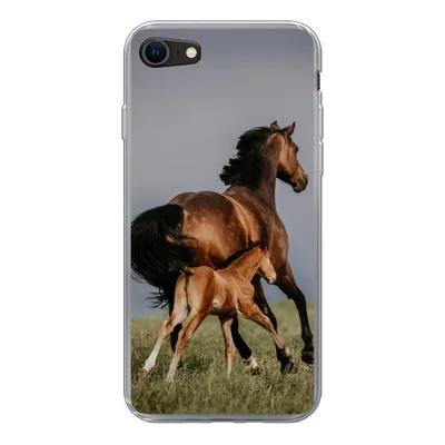 Produktbild von MuchoWow® Handyhülle Schutzhülle Hülle für iPhone 8 Tiere - Pferde - Fohlen Silikon Softcase Handy Hülle - Schutzhaube
