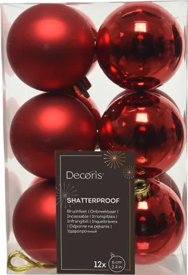 Produktbild von Weihnachtskugeln Kunststoff 6cm weihnachtsrot, 12 Stück