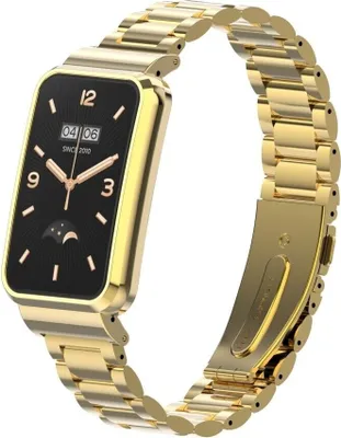 Produktbild von Strap-it Stahlarmband - Kompatibel mit Xiaomi Smart Band 7 Pro Armband Ersatzarmband Edelstahl - Gliederarmband mit Faltschließe - Hochwertiges Material - für Smart Band 7 Pro Armband Gold