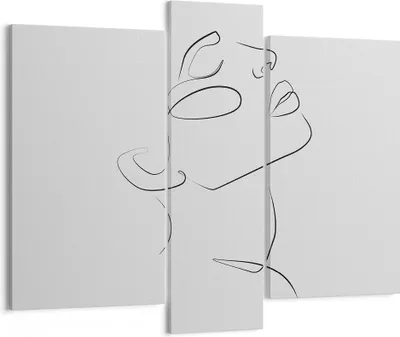 Produktbild von Bild auf Leinwand - Leinwandbild - 3 Teile - Stück Linear Gesicht - 95x80cm - Wand Bild - Wanddeko - Wandbilder - Leinwanddruck - Bilder - Wanddekoration - Leinwand bilder - Wandbild - CB95x80-4823