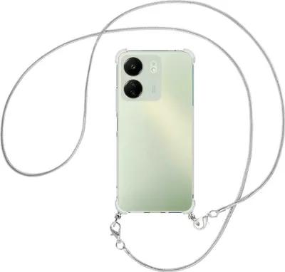 Produktbild von Handykette Backcover-Schutzhülle mit Band (Metall silberfarben) für Xiaomi Redmi 13C (6.71'') - silberfarbene Snake-Kette
