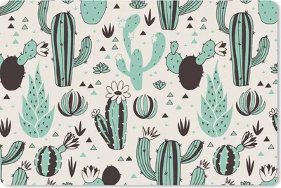 Produktbild von MuchoWow® Schreibtischunterlage Kaktus - Muster - Blumen 60x40 cm - XXL Mauspad - Großes Mauspad
