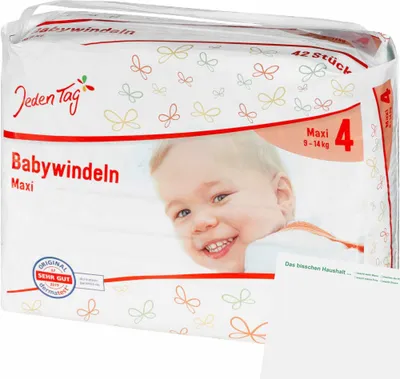 Produktbild von Jeden Tag Windeln Größe 4 Maxi (42Stk Packung) + usy Block