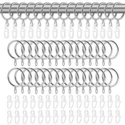 Image de 45 anneaux à crochet pour rideaux, anneaux métalliques pour tringles à rideaux, adaptés aux portes, fenêtres, rideaux de douche et tringles à rideaux (diamètre intérieur : 30 mm)