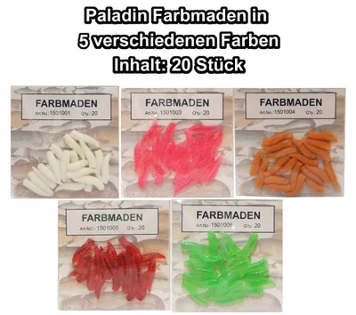 Produktbild von 20 Gummi Maden Gummimaden Forellenköder Farbmaden, Farbe:pink