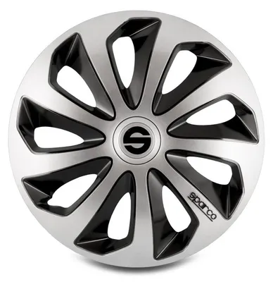 Produktbild von 13" Zoll Radkappen Schwarz Silber Radzierblenden Radblenden SPC1373SVBK SPARCO