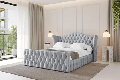 Produktbild von ALTDECOR Polsterbett mit Bettkasten - MODY-Z - 180x200 Hellgrau - Bett mit Matratze H3/H4, Kopfteil und Fußteil, Boxbett, Doppelbett mit Stauraum