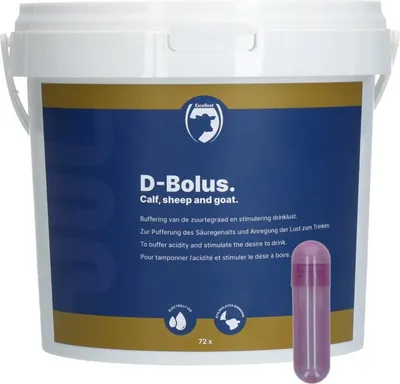 Produktbild von D-Bolus Bikarbonat Pille Ergänzungsfuttermittel für Kälber, Schafe, Ziegen – 10% mehr Bikarbonat, puffert Säure, regt Trinkverlangen an