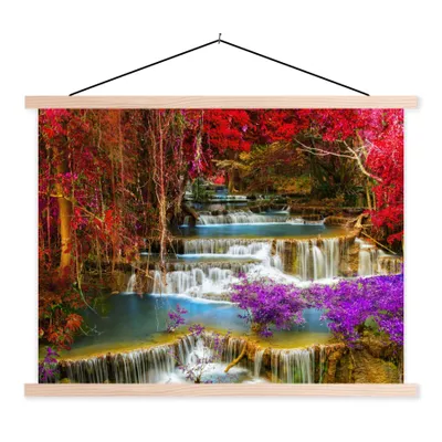 Produktbild von MuchoWow® Textilposter Wasserfall - Rosa - Bäume 60x45 cm mit holzfarbenen Rahmen - Bild