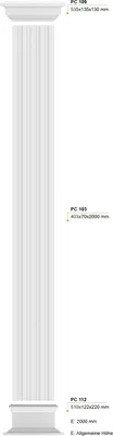 Produktbild von PRESTIGE DECOR Pilaster 2350x535x135mm Halbsäule Kunstharzputz weiß, Fassadenverkleidung außen Wandverkleidung innen Wandpfeiler (Komplettset 3, Schaftbreite 405mm)