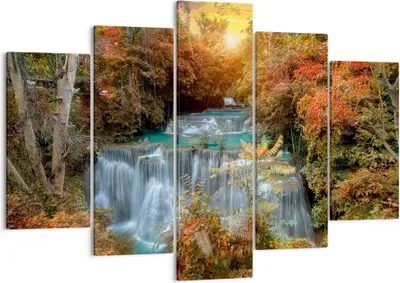 Produktbild von Bild auf Leinwand - Leinwandbild - Park Wasserfall Wasser - 150x100cm - Wand Bild - Wanddeko - Leinwanddruck - Bilder - Kunstdruck - Wanddekoration - Leinwand bilder - Wandkunst - EA150x100-3995
