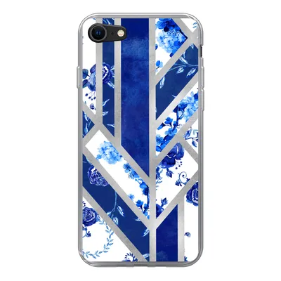 Produktbild von MuchoWow® Handyhülle Schutzhülle Hülle für iPhone SE 2020 Delfter Blau - Design - Luxus Silikon Softcase Handy Hülle - Kartenbesitzer