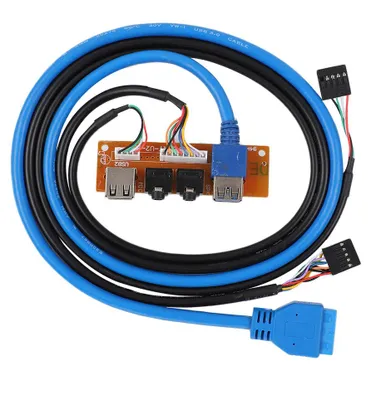 Image de Panneau avant pour boîtier d'ordinateur avec interface audio et ports USB 3.0/2.0, câble inclus