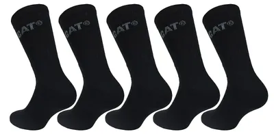 Produktbild von Caterpillar Performance Socks 5 Paar Herrensocken, hochwertiges Baumwollgarn, Frottee-Innensohle und Spann, verstärkte Zehen und Fersen (Schwarz, 43-46)