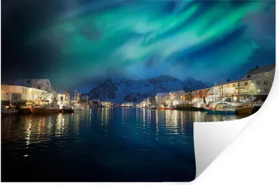 Produktbild von MuchoWow® Wandtattoo Wandsticker Wandaufkleber Nordlichter - Norwegen - Berg 60x40 cm Selbstklebend und Repositionierbar - Wierderverwendbar - Selbstklebend