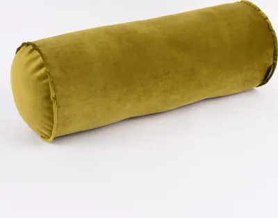 Produktbild von Nackenrolle aus Samt mit Keder und Reißverschluss moosgrün 20x55cm