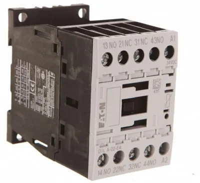 Imagen del producto de Relé de protección auxiliar 4A, 2 contactos normalmente abiertos (NA), 2 contactos normalmente cerrados (NC), 24V DC, modelo DILA-22-EA (24VDC), referencia 189960