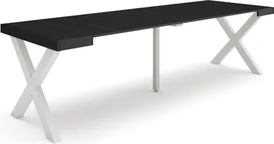 Produktbild von Ausziehbarertisch, 262x90x73cm, Für 12 Gäste, Massivholz Beine, Schwarz