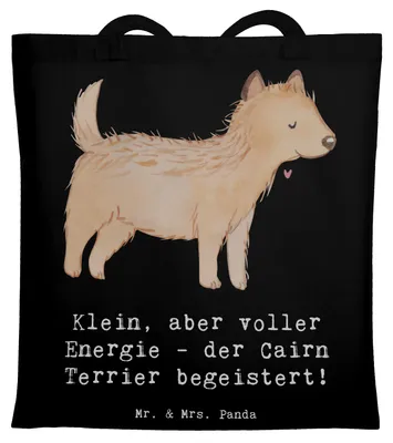 Produktbild von Mr. & Mrs. Panda Schultasche Cairn Terrier - Schwarz - Geschenk, Hundeliebhaber, Jutebeutel, baumwoll shopper, loyal, Shopping Tasche, Uni, Energiereiche Hunde, Tote Bag