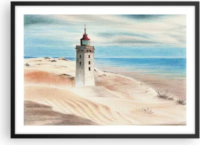 Produktbild von Gerahmtes Poster - Schwarzer Rahmen - Laterne Meer Bild - 70x50 cm - Wand Bild - Wanddeko - Wandbilder - Kunstposter - Wandposter - Bilderrahmen - Bilder - Kunstdruck - P2BAA70x50-4764
