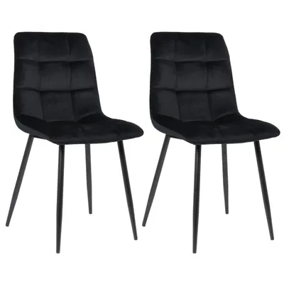 Produktbild von CLP 2er Set Esszimmerstuhl Tilde gepolstert mit Rückenlehne bis 150 kg belastbar schwarz Material Samt