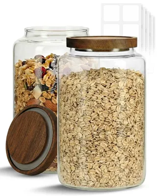 Produktbild von Glasbehälter mit Luftdichtem Holzdeckel, Set von 2