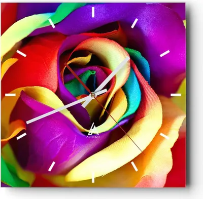 Produktbild von Wanduhr - Quadrat - Glasuhr - Blume Farbe Rose - 40x40cm - Schleichendes Uhrwerk - Lautlos - zum Aufhängen bereit - Dekoration Modern - Wanddekoration aus Glas - C3AC40x40-3623